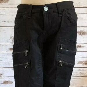 BLANK NYC Women Low Waist Stretchy Slim Fit Cotton Zippers Black Pants Size 24